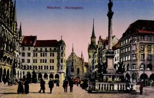 Ak München Bayern, Marienplatz mit Mariensäule