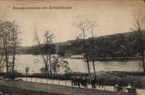 Ak Berlin Zehlendorf, Schlachtensee, Strandpromenade, Alte Fischerhütte