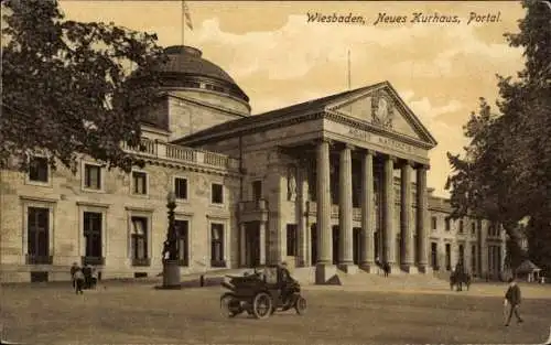 Ak Wiesbaden in Hessen, Neues Kurhaus, Portal