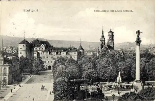 Ak Stuttgart in Württemberg, Schlossplatz, altes Schloss