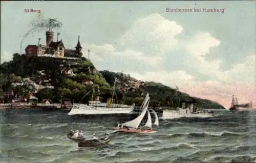 Ak Hamburg Altona Blankenese, Süllberg, Segelboot