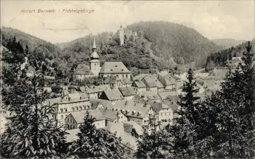 Ak Bad Berneck im Fichtelgebirge Bayern, Panorama, Kirche, Turm