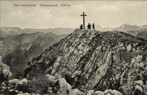 Ak Bad Reichenhall in Oberbayern, Zwieselspitze, 1838 m, Bergkreuz