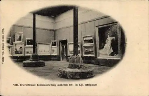 Ak München, Internationale Kunstausstellung 1901, Königlicher Glaspalast, Innenansicht