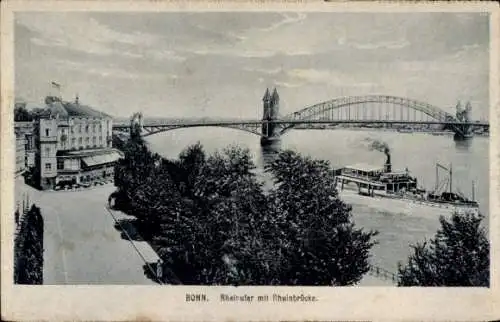 Ak Bonn am Rhein, Rheinufer, Rheinbrücke