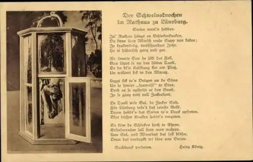 Ak Lüneburg, Der Schweineknochen im Rathaus, Gedicht, Verse