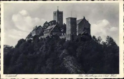 Ak Lutherstadt Eisenach in Thüringen, Wartburg von Süd-West