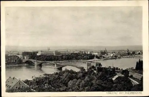 Ak Koblenz am Rhein, Coblence, Rheinbrücke, Panorama