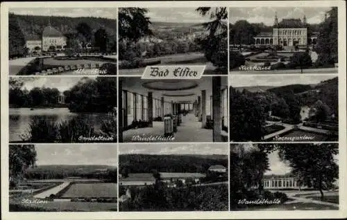 Ak Bad Elster im Vogtland, Wandelhalle, Stadion, Kurpark, Rosengarten, Gondelteich, Panorama