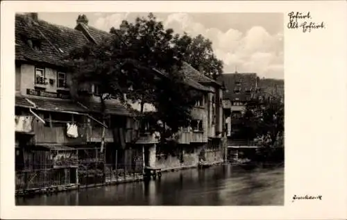 Ak Erfurt in Thüringen, Alt Erfurt, Flussansicht, Gebäude