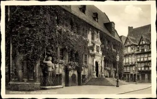 Ak Quedlinburg im Harz, Rathaus, Roland