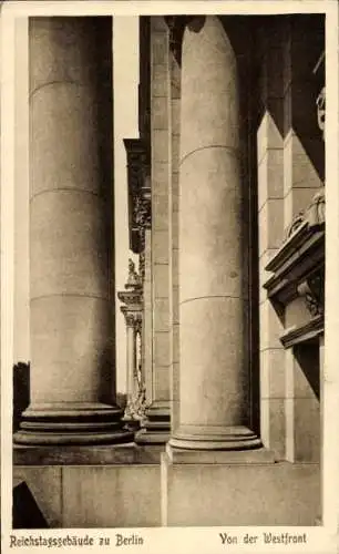 Ak Berlin Tiergarten, Reichstagsgebäude von der Westfront