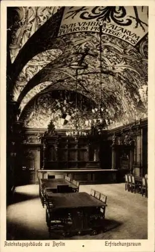 Ak Berlin Tiergarten, Reichstagsgebäude, Erfrischungsraum, kunstvolles Gewölbe, Wappen