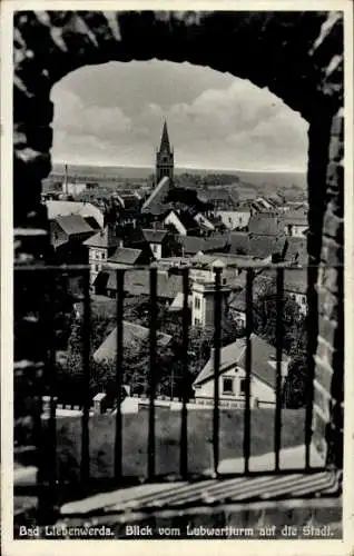 Ak Bad Liebenwerda in Brandenburg, Blick vom Lubwartturm auf die Stadt