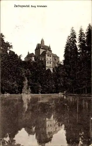 Ak Kriebstein Sachsen, Blick auf die Burg im Zschopautal