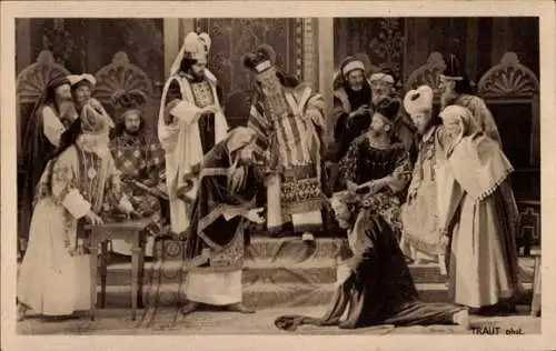 Ak Oberammergau in Oberbayern, Passionsspiele 1922, Judas vor dem Synedrium