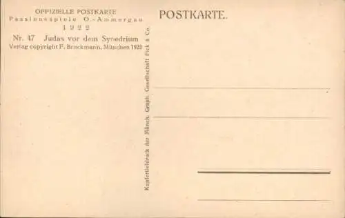 Ak Oberammergau in Oberbayern, Passionsspiele 1922, Judas vor dem Synedrium