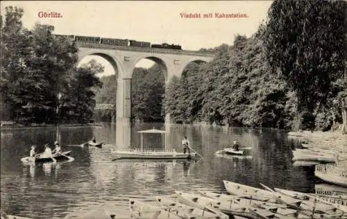 Ak Görlitz in der Lausitz, Viadukt mit Kahnstation