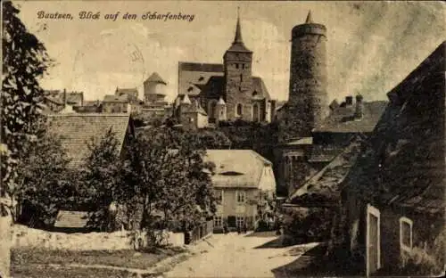 Ak Bautzen in der Lausitz, Blick auf den Scharfenberg, Kirche, Häuser