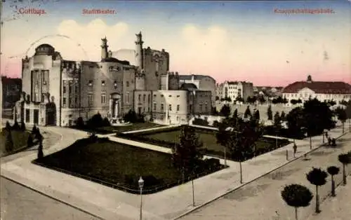 Ak Cottbus in der Niederlausitz, Cottbus. Stadttheater, Knappschaftsgebäude.