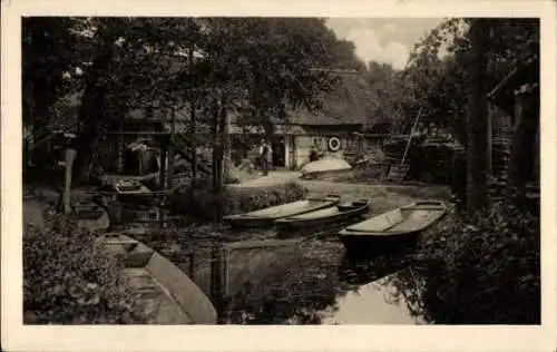 Ak Lehde Lübbenau im Spreewald, Teilansicht, Kähne