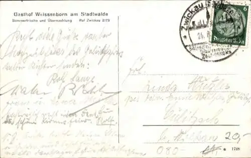 Ak Weißenborn Zwickau in Sachsen, Gasthof Weißenborn am Stadtwald