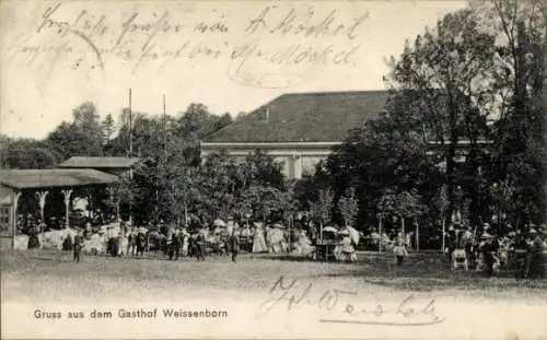 Ak Weißenborn Zwickau in Sachsen, Gasthof Weißenborn, Garten, Gäste