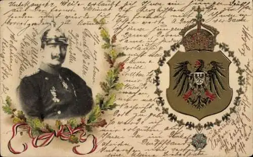 Wappen Ak Kaiser Wilhelm II, Portrait