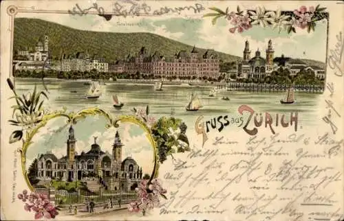 Litho Zürich Stadt Schweiz, Gesamtansicht