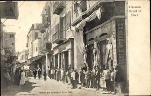 Ak Suez Ägypten, Rue cassara, Mode for Arougheti Bros