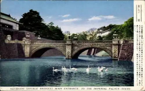 Ak Tokyo Tokio Japan, Eingang zum Kaiserpalast, Brücke