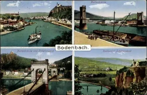 Ak Děčín Tetschen Bodenbach Elbe Reg. Aussig, Kettenbrücke, Schäferwand, Restaurant