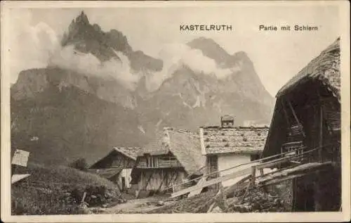 Ak Kastelruth Castelrotto Südtirol, Ortsansicht mit Schlern