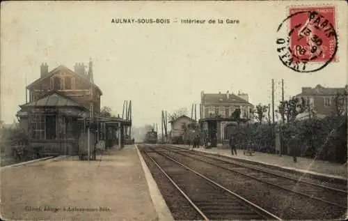 Ak Aulnay sous Bois Seine Saint Denis, Bahnhof Gleisseite