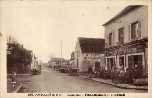 Ak Pontcarré Seine et Marne, Hauptstraße, Tabac Restaurant R. Roger