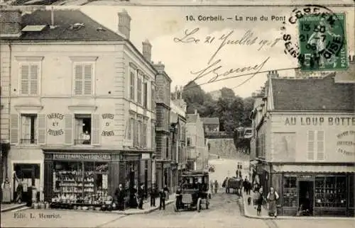 Ak Corbeil Essonne, La rue du Pont