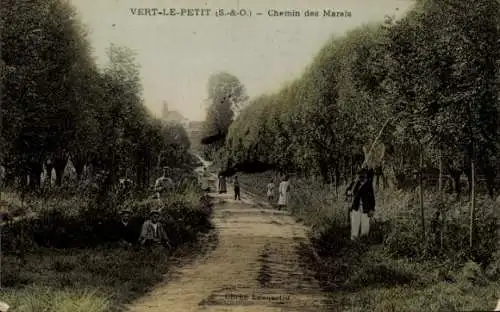 Ak Vert le Petit Essonne, Blick auf die Straße zum Ort