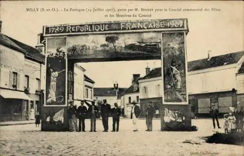 Ak Milly la Forêt Essonne,  Portique, 14. Juli 1907