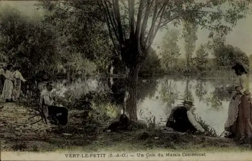 Ak Vert le Petit Essonne, Angeln am Teich