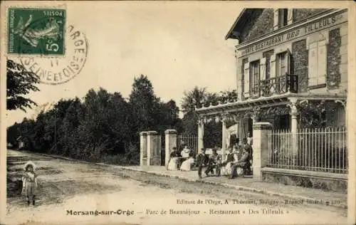 Ak Morsang sur Orge Essonne, Parc de Beauséjour, Restaurant Des Tilleuls