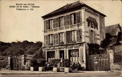 Ak Magny en Vexin Val-d’Oise, Hotel am Bahnhof