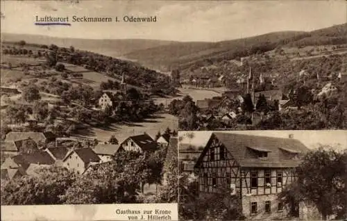 Ak Seckmauern Lützelbach im Odenwald Hessen, Panorama, Gasthof zur Krone