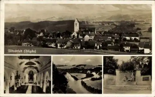 Ak Altusried Ostallgäu Bayern, Gesamtansicht, Kirche, Denkmal