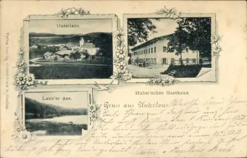 Ak Unterlaus Feldkirchen Westerham Oberbayern, Huber'sches Gasthaus, Lauser See