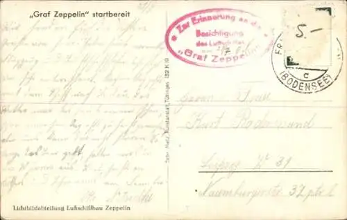 Ak Friedrichshafen am Bodensee, Graf Zeppelin in der Luftsschiffwerft, LZ 127, startbereit