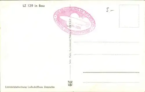 Ak Zeppelin Luftschiff LZ 129 Hindenburg in Bau, Luftschiffhalle