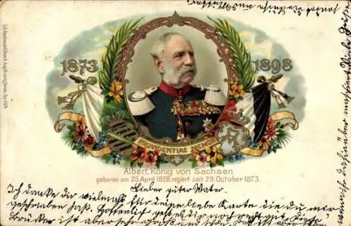 Litho König Albert von Sachsen, Jubiläum 1898, Portrait