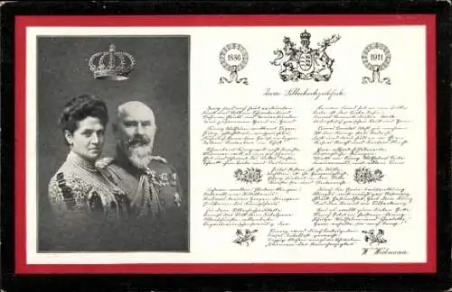 Ak Wilhelm II. König von Württemberg, Charlotte zu Schaumburg Lippe, Silberne Hochzeit 1911