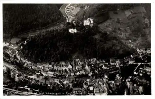 Ak Hornberg im Schwarzwald,  386 m ü. M., bad. Schwarzwald (v. Flugz. ges)