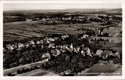 Ak Oberhaugstett Neubulach im Schwarzwald, Oberhaugstett im Schwarzwald vom Flugzeug aus